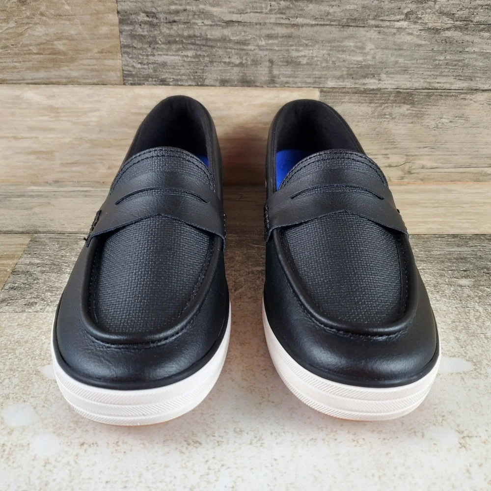 Keds Center III Womens Loafer‎ Shoes 7.5 M Black Leather Round Toe Slip On